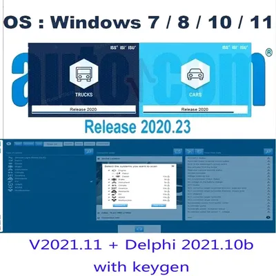 Newest Autocoms 2021.11 + Delphis 2021.10b + 2020.23 software send with Keygen Delphis VD Ds Tcs