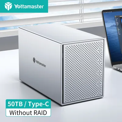 [PS500] Yottamaster Aluminum 5 Bay USB3.1 Type C External Hard Drive Enclosure for 2.5" 3.5" SATA