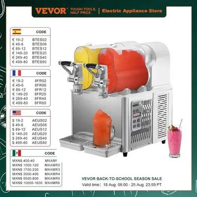 VEVOR 3/6L 1/2 Jar Commercial Slushie Machine Slush Maker Frozen Drink Dispenser Ice-Cool Juice