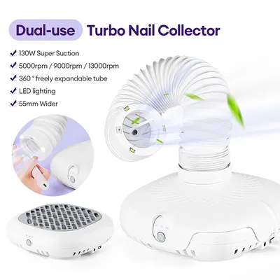130W Super Suction Brushless Nail Dust Extractor Powerful Nail Dust Collector Nail Art Manicure Fan