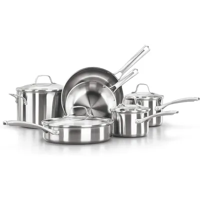 10 Piece Set, Stainless Steel Kitchen Utensils with Insulated Handle and Spout, Dishwasher Safe,