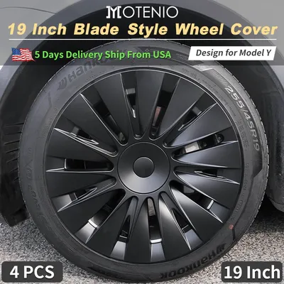 4PCS Hubcaps 19 inches Full Coverage Blade Wheel Cover Cap Design for Tesla Model