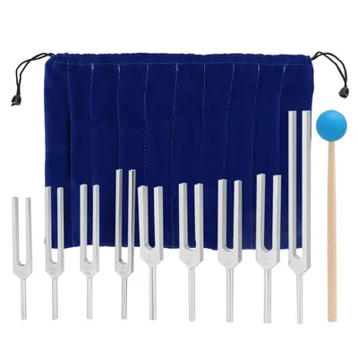 9pcs Aluminum Alloy Tuning Fork Set for Sound Healing Therapy -