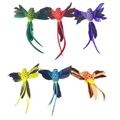 6 Pieces Artificial Hummingbird Simulation Bird Statue Birds Figure for Outdoor Home Ornaments