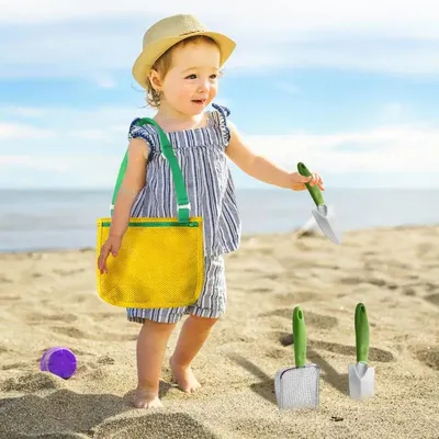 Beach Shovel With Mesh Bag 3PCS Filter Sand Scooper Set Beach Playset For Boys And Girls Funny Toy