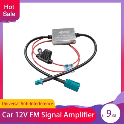 12V FM Signal Amplifier Anti-Interference Car Metal Antenna Universal Radio Auto Signal Booster Auto