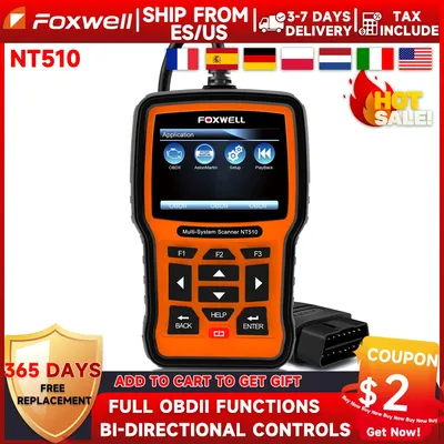 FOXWELL NT510 Elite OBD2 Scanner All System SAS DPF BRT Multi Reset Bi-Directional Test Auto Car