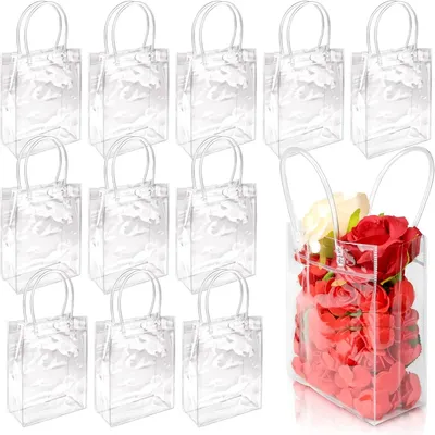 40pcs Reusable PVC Tote Bag (7.87X5.9in) Christmas Halloween Birthday Candy Petal Gift Bag PVC Jelly