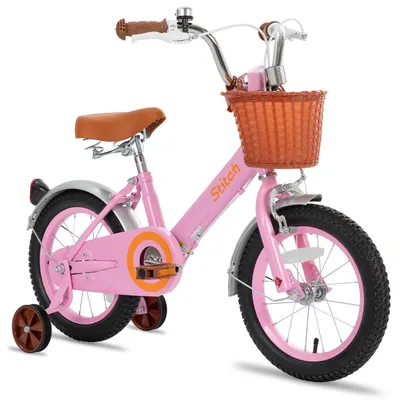 STITCH 14/16 Zoll Kinderfahrrad für 3-7 jährige Mädchen, Kinderfahrrad mit Frontkorb und