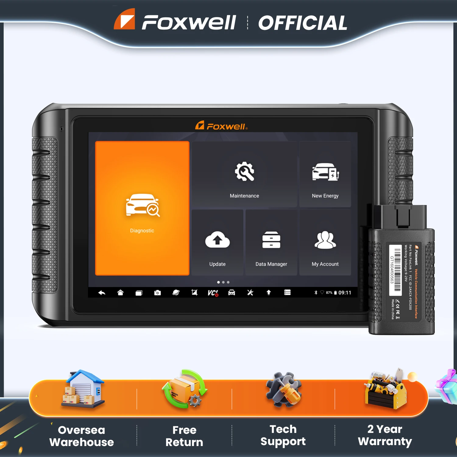 FOXWELL Professional Car Scanner NT1009 Bi-directional Control Advanced ECU Coding 34+ Reset All System Diagnosis OBD2 Scanner