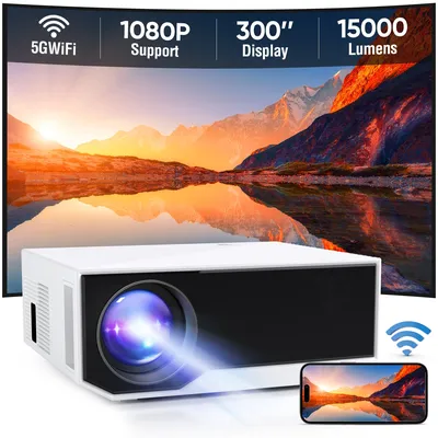 2024 New 1080P HD Home Theater Projector Portable Projector 2.4G/5G Dual WiFi Large Screen Suitable