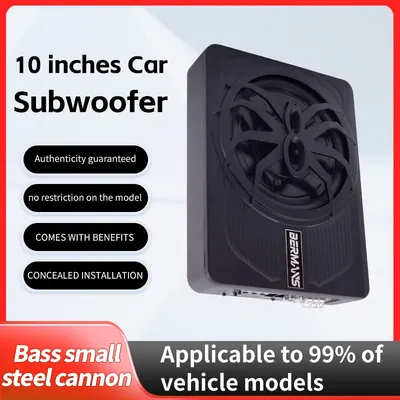 10-inch max 1200W hi-fi powered under-seat subwoofer with enhanced bass, ultra-slim body and hi-fi