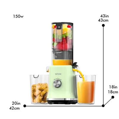 SiFENE Cold Press Juicer Machines, 4.3" Wide Mouth Slow Masticating Juicer with Large Feed Chute for