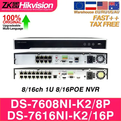 Hikvision Network Video Recorder DS-7608NI-K2/8P DS-7616NI-K2/16P 4K 8/16CH PoE NVR 8MP 4K 2SATA