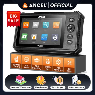 Ancel FX9000 OBD2 Scanner Full System Professional Automotive Scanner DPF TPMS IMMO Oil 26+ Reset