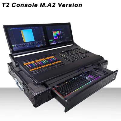 YUER 2 Screen Console RGB Motorized Fader i7 CPU Command Wing Stage Light Console Touch Screen