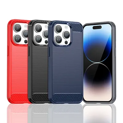 Carbon Fiber Silicone Frosted Case for iPhone 14/14 Plus/14 Pro/14 Pro Max Soft Shockproof Anti