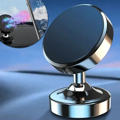 Strong Magnetic Car Phone Holder - 360° Rotation, Universal Mini Mount for GPS and Phones, Secure