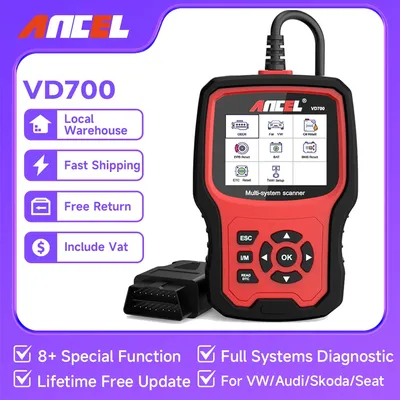 Ancel VD700 OBD2 Scanner Engine Code Reader Full System Diagnostic Scan Tools EPB ABS TPMS Oil Reset