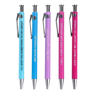 Inspirational Ballpoint Pens 5PCS Motivational Encouraging Fine Point Smooth Pens With Quotes Black