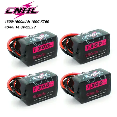 4PCS CNHL 4S 6S 14.8V 22.2V Lipo Battery 1300mAh 1500mAh 100C With XT60 Plug For RC FPV Airplane