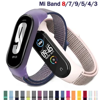 Bracelet for mi band 9 8 5 4 3 Strap Nylon Sport loop watch wrist Belt pulsera correa Mi band 8