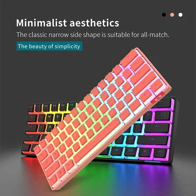 STK61 Rainbow Backlit Keyboard BT 3.0 +Type-C Dual-Mode Mechanical Gaming Keyboard for IOS Android