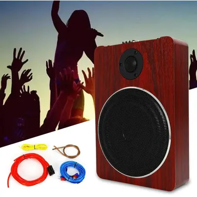 8 Inch 12V 600W Wood Under-Seat Car Subwoofer Powered Stereo Bass Audio Amplifier