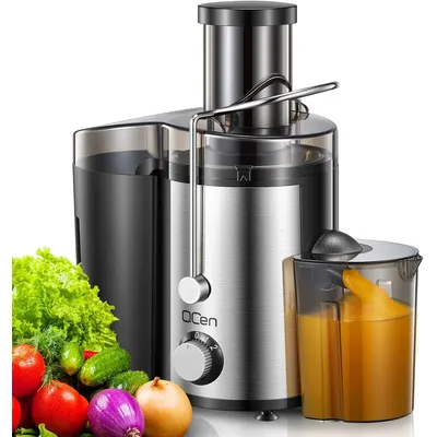 Qcen Juicer Machine, 800W Centrifugal Juicer Extractor with Wide Mouth 3” Feed Chute for Fruit