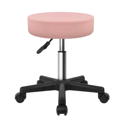 KKTONER Round Rolling Stool PU Leather Height Adjustable Swivel Drafting Work SPA Salon Stools Chair