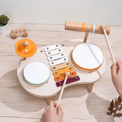 Wooden Musical Toys Kids Instruments Drum Wooden Set Wooden Music Kit Toddler Sensory Toys For Age