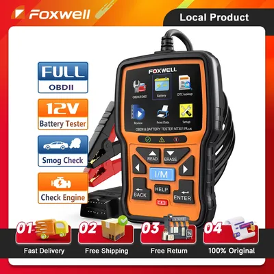 FOXWELL NT301 Plus 2 IN1 OBD2 Scanner 12V 100-2000 CCA Battery Tester OBD2 Scanner Diagnostic Tool