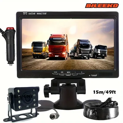 7" Car Monitor With Rear View Camera For Truck Parking Trailer 12-24V LED Reversing Camera Screen