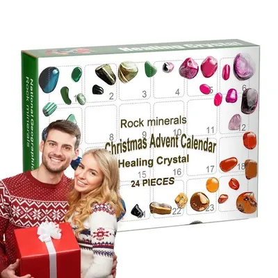 Gemstone Advent Calendar 24 Days Rock Collection Christmas Countdown Calendar Rock Minerals 24 Day