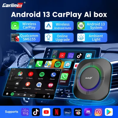 2024 Carlinkit Ai Box LED Android Wireless Carplay adapter Android 13 Qualcomm 6115 8-cores 64G