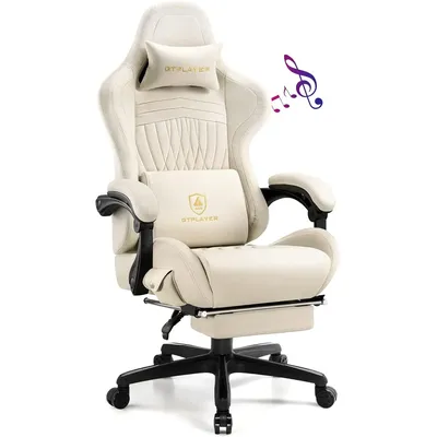 GTPLAYER Gaming Chair, Computer Chair with Footrest and Bluetooth Speakers, High Back Ergonomic