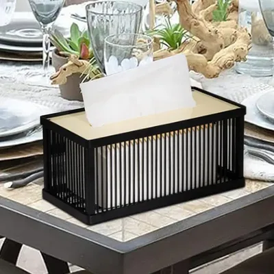 2024 High Quality Streak Luxury Iron Tissue Box European Simple Style Tissue Box Holder Living Room