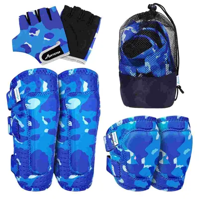 Kids Riding Gear Knee Pads and Elbow Child Protective Kit for Equipment Camouflage