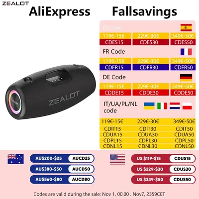 Zealot S78 100W Wireless Speakers, DSP Technology ,Dream Light, Outdoor Portable Subwoofer Speaker ,