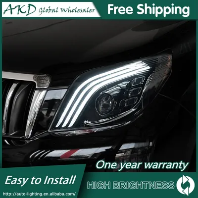 Headlights For Toyota Prado 2010-2012 LC150 DRL 12V H7 LED Bi Xenon Bulbs Projector Lens Tools