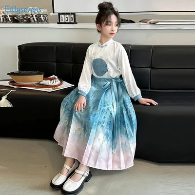 Immortal Style Chinese Hanfu Set Sweet Elegant Horse Face Skirt Thin Tops Set Costumes Cosplay