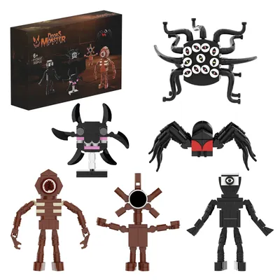 6 in 1 Mini Horror Game Doors Demo Villains Figures Building Block Set Screech Tentacle Man-Eating