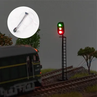 1Pc Model Railroad Train Scale 1:87 Traffic Signals 3-Lights Green Yellow Red Block Lights 3V/12V