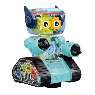 Transparent Gear Robots for Kids Educational Interactive Robot with light and Music Great Present