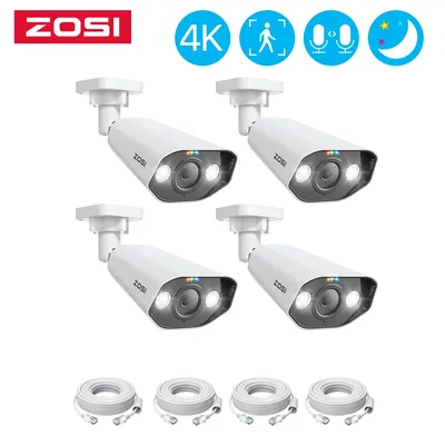 ZOSI POE 5MP IP Camera CCTV Security Cameras Color Night Vison H.265+ Outdoor 2 Way Audio Video