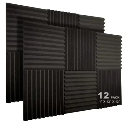 12Pack Acoustic Panels 1 X 12 X 12 Inches - Acoustic Foam - High Density- Soundproof Studio Wedges -