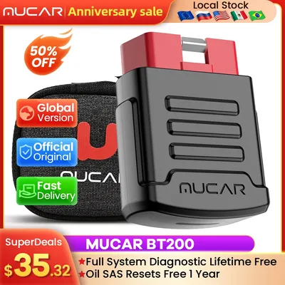 MUCAR BT200 Bluetooth Automotive Obd2 Scanner for Auto Full System Diagnostic Tools Oil SAS Scan