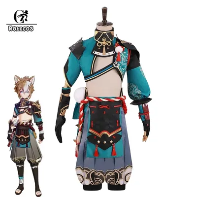 ROLECOS Game Genshin Impact Gorou Cosplay Costume Men Combat Uniform Fox Boy Costume Halloween Women