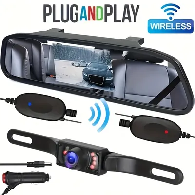 Wireless 4.3" Rear View Mirror Monitor Backup Camera Car Reversing System Kit Free Shipping Stock