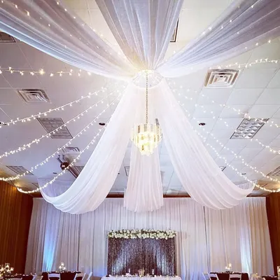 5x20FT Ceiling Drapes for Wedding, Chiffon Wedding Arch Sheer Curtains Backdrops, 4 Panels Ceiling